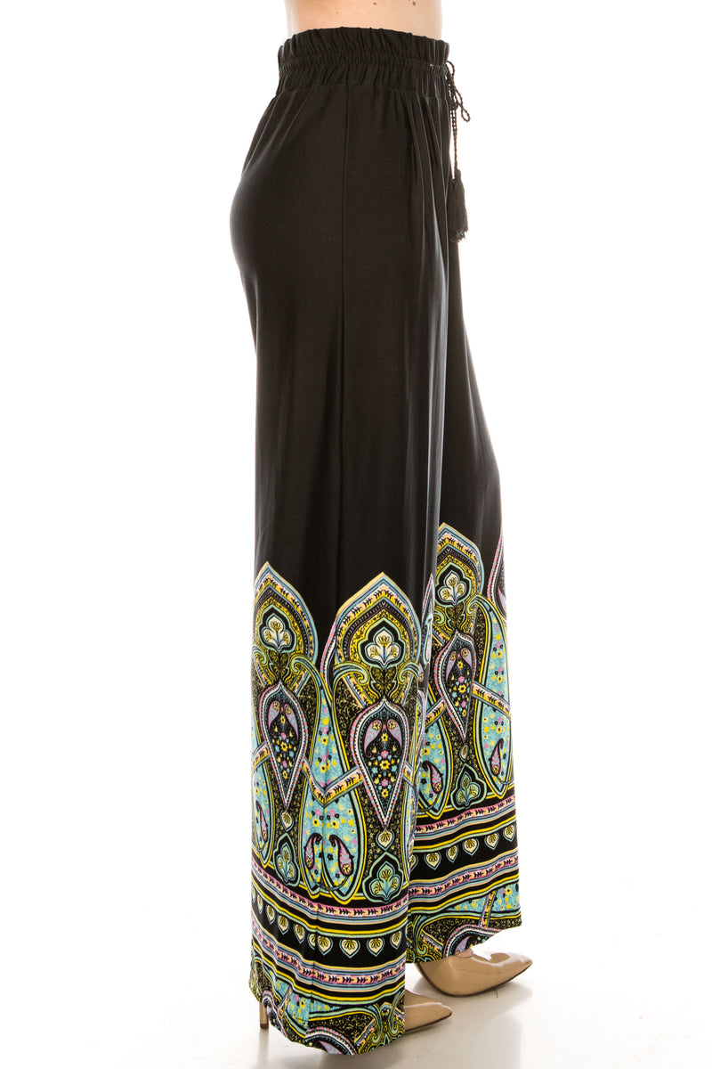 Zac & Rachel Black with Multi Print Jersey Palazzo Pant