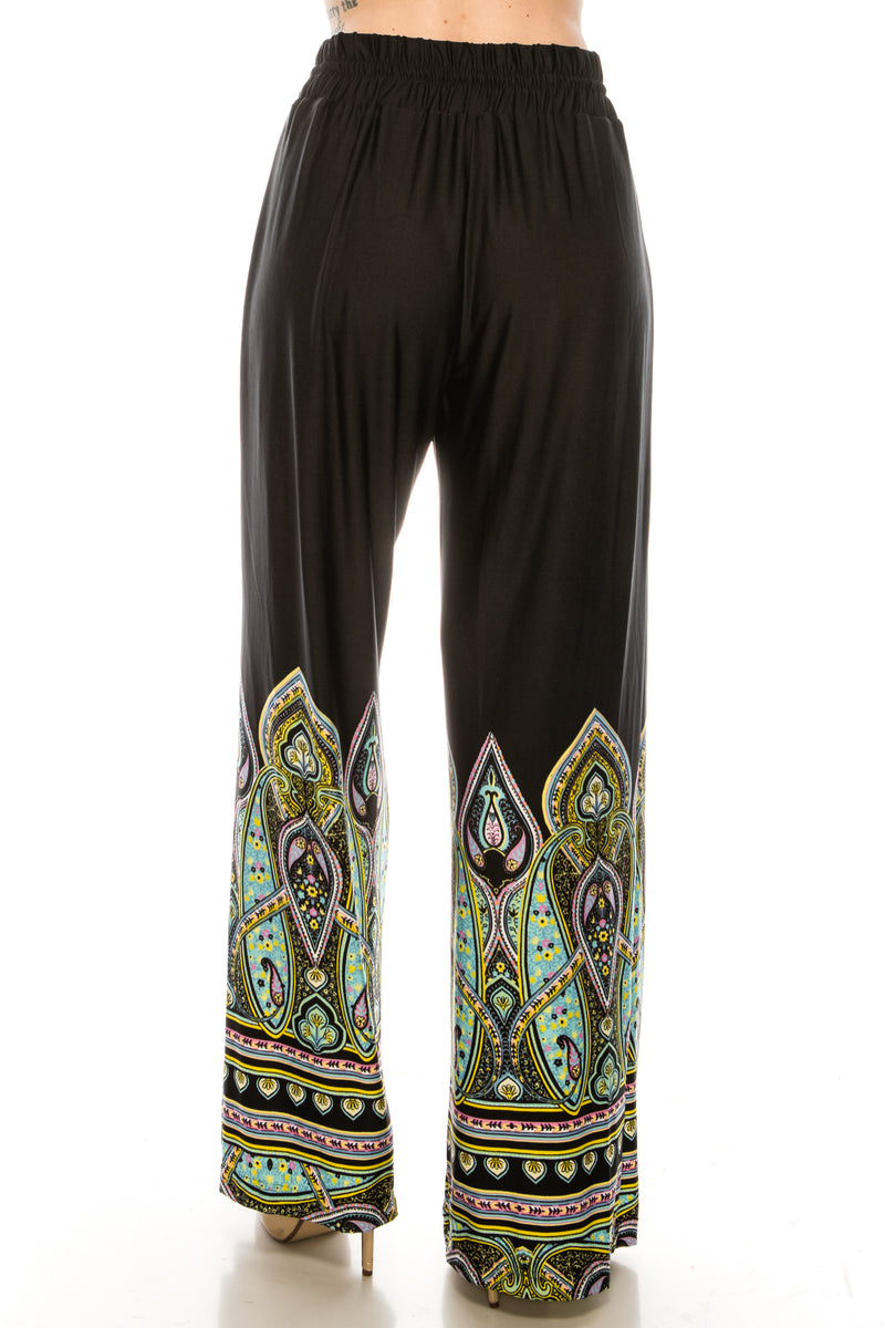 Zac & Rachel Black with Multi Print Jersey Palazzo Pant