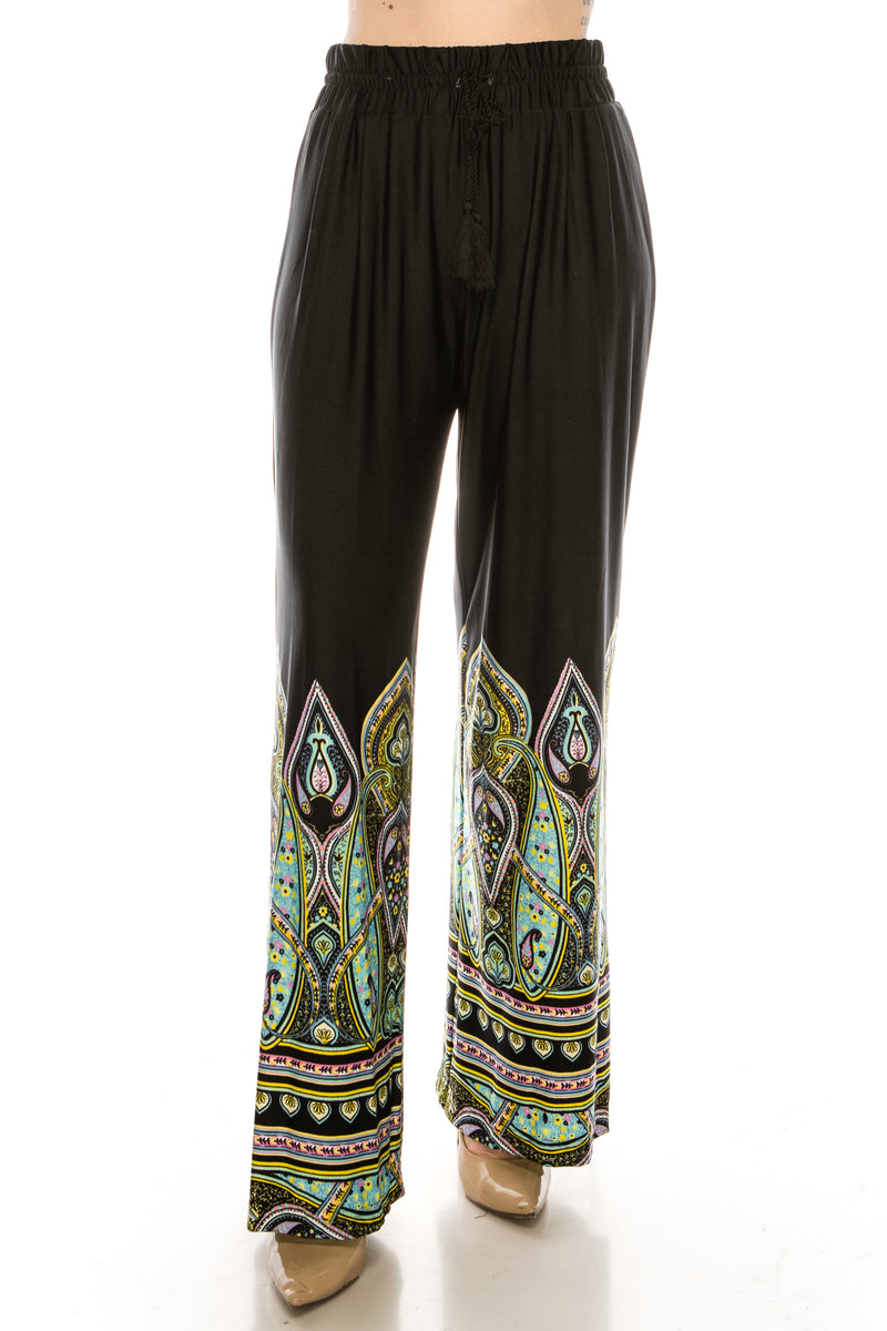 Zac & Rachel Black with Multi Print Jersey Palazzo Pant