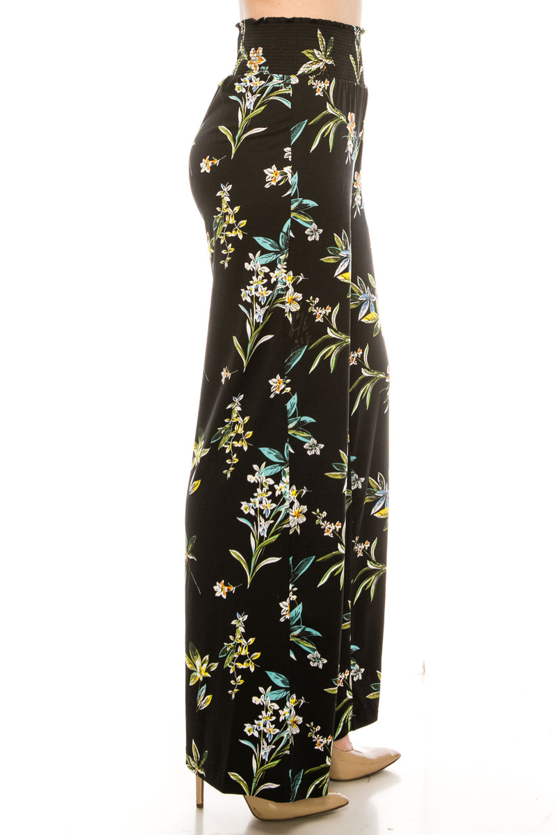 Zac & Rachel Black White Wild Flower Jersey Palazzo Pant