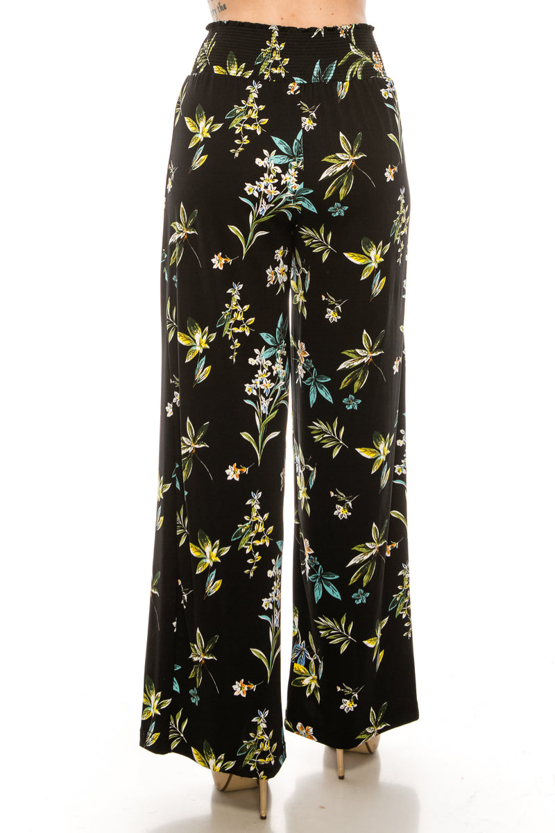 Zac & Rachel Black White Wild Flower Jersey Palazzo Pant