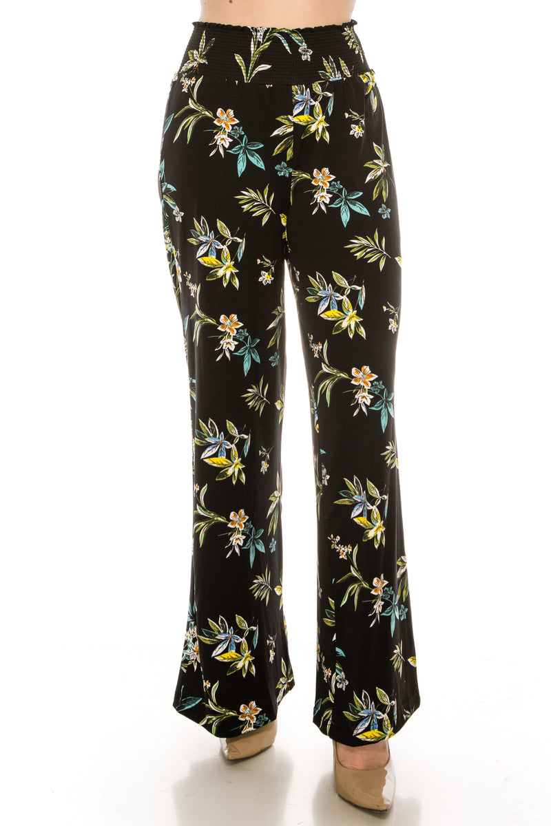 Zac & Rachel Black White Wild Flower Jersey Palazzo Pant