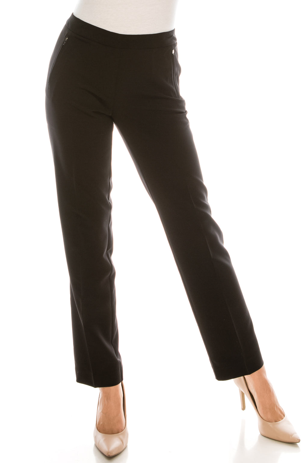 Zac & Rachel Twill Slim Pants with Faux Zipper Pockets (Additional Colors)