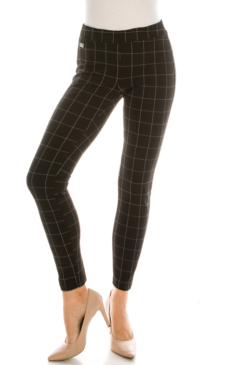 Zac & Rachel Black White Windowpane Plaid Skinny Pants
