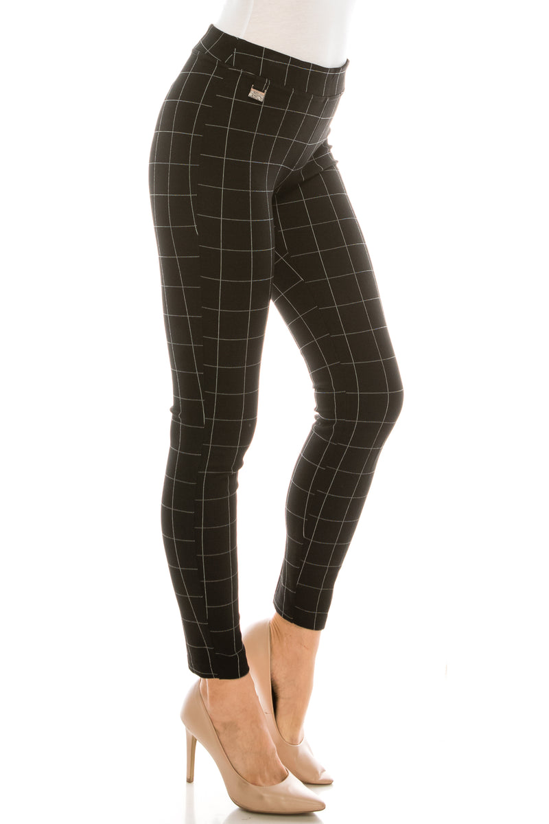Zac & Rachel Black White Windowpane Plaid Skinny Pants